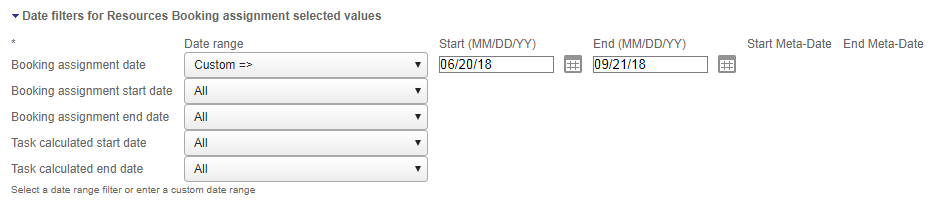 Booking Assignment Date Filters